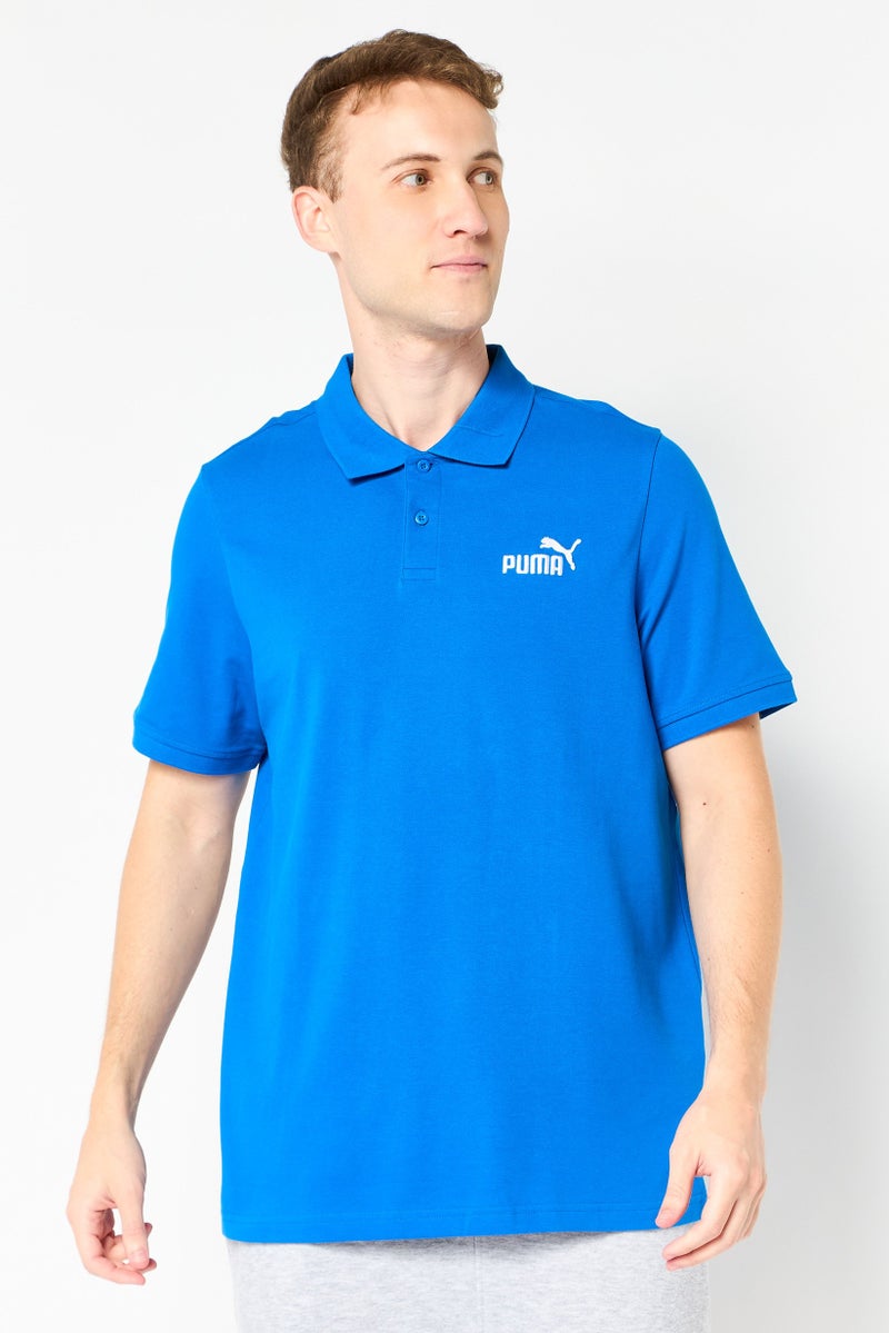 PUMA Men Sportswear Fit Short Sleeve Embroidered Logo Outdoor Polo Shirt, Blue - Image 1