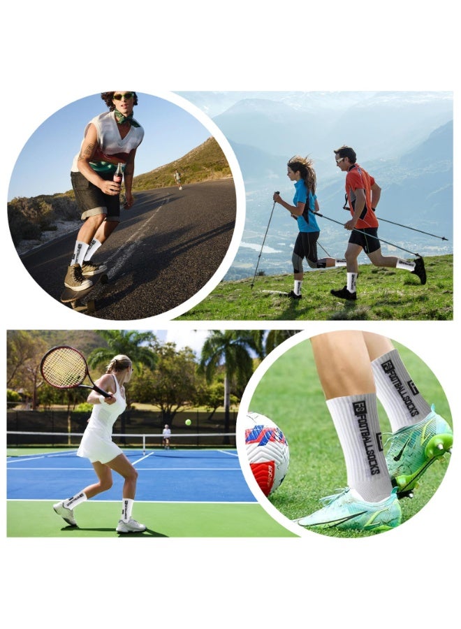 LEFAFA 3 Pairs Football Socks for Men, Non-Slip Grip Soccer Socks with Reinforces Toe, Breathable Mesh Sports Socks for Men and Women Basketball Running, White(39-46) - Image 3