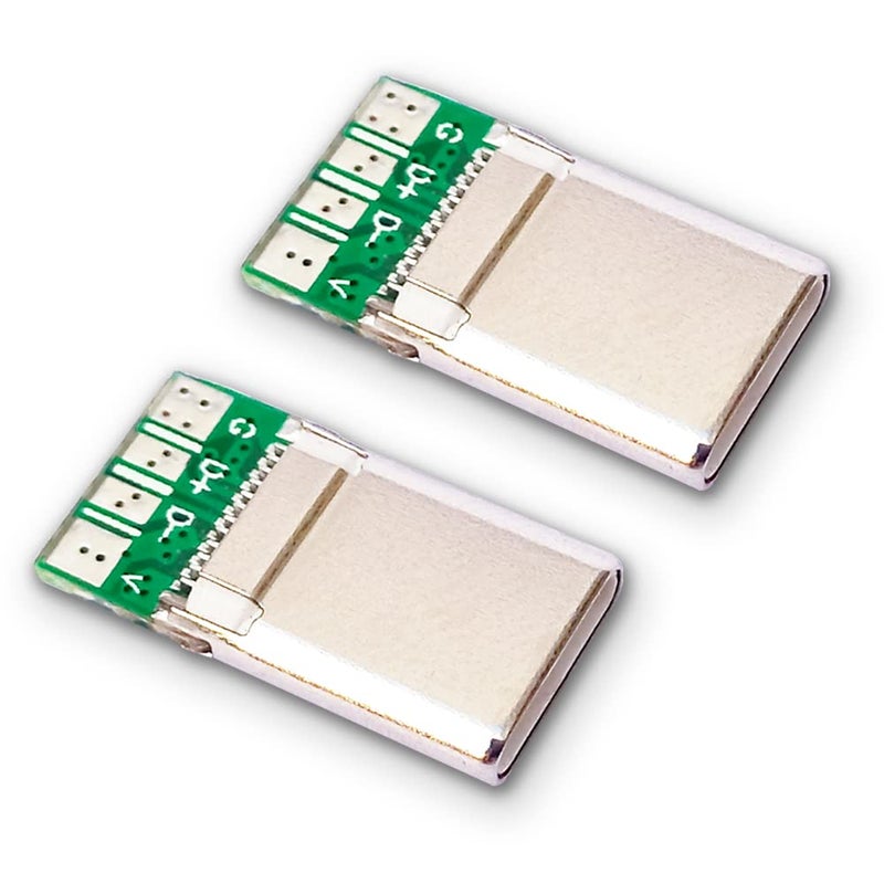 ICSTORE - C - Type Male USB Port Card, Plug, Socket, 4 -Pin Module Solder Connector (Pack of 2) - Image 1