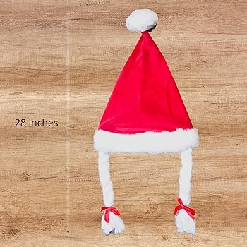 Evisha 4 Pcs Braid Plete Girls Christmas Caps Santa Caps Charistmas caps For Tree Decoration X-Mass Caps Hats Santa Caps Santa Claus Caps Girls - Image 3