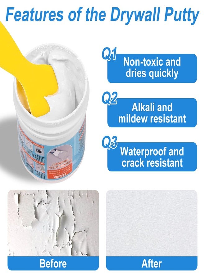 LifeisLuck Drywall Repair Kit, Drywall Patch Repair Kit with 8.8OZ White Wall Repair Putty, Scraper Sandpapers Gloves for Heavy Duty Plaster Wall Repair, Easy to Fill Holes in Home Wall & Quick Repair Crack - Image 4