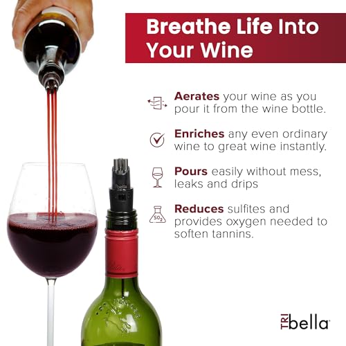 TRIBELLA Classic Wine Aerator, Multi-Stream Wine Aeration 3 Stainless Steel Spouts, Handmade Kitchen Essential, Easy Use, No-Drip Wine Pouring Accessory Gifts for Men in Easy-to-Carry Protective Gift Case - Image 4