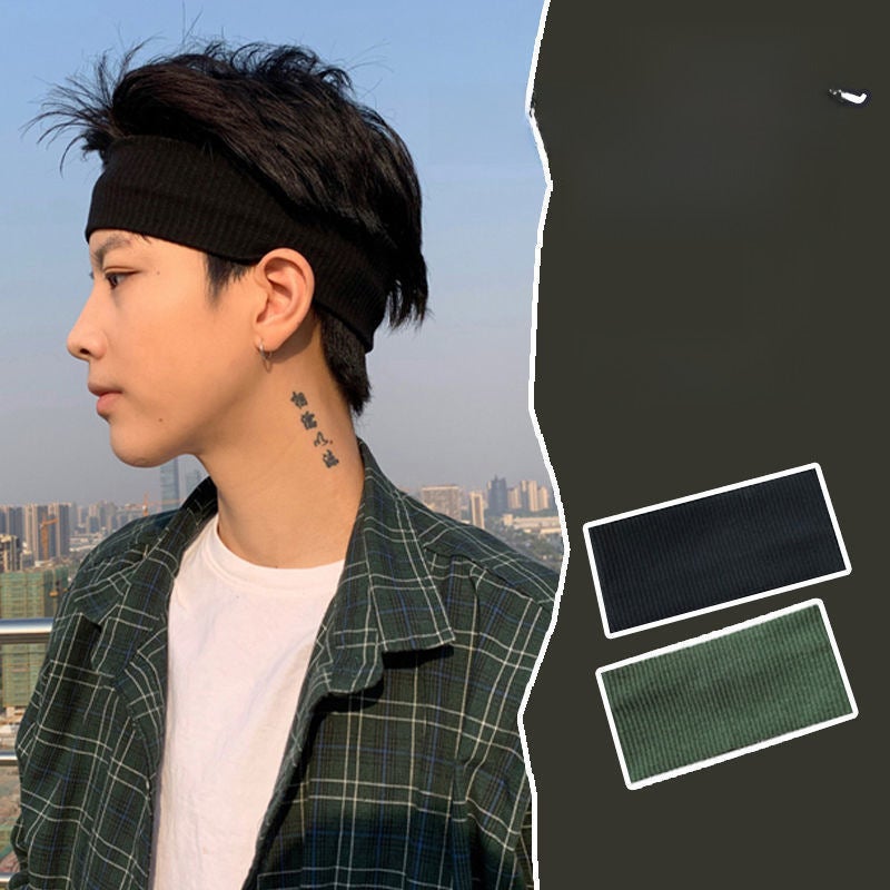 Generic Mens Sweatband Fashion Sports Headband(Knitted) black + Green [Generation of special]] (Knitted) black + Green [Generation of special]] 