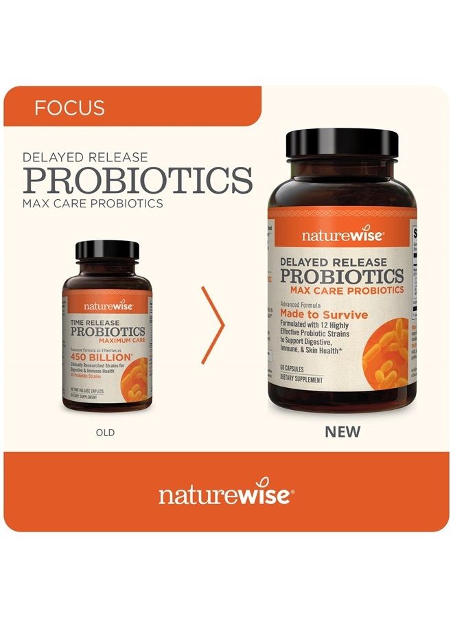 NatureWise Max Probiotics for Men & Women | Delayed Released Capsule 30 Billion CFU with 12 Highly Effective Strains, Shelf Stable [2 Month Supply – 60 Capsules] - Image 2