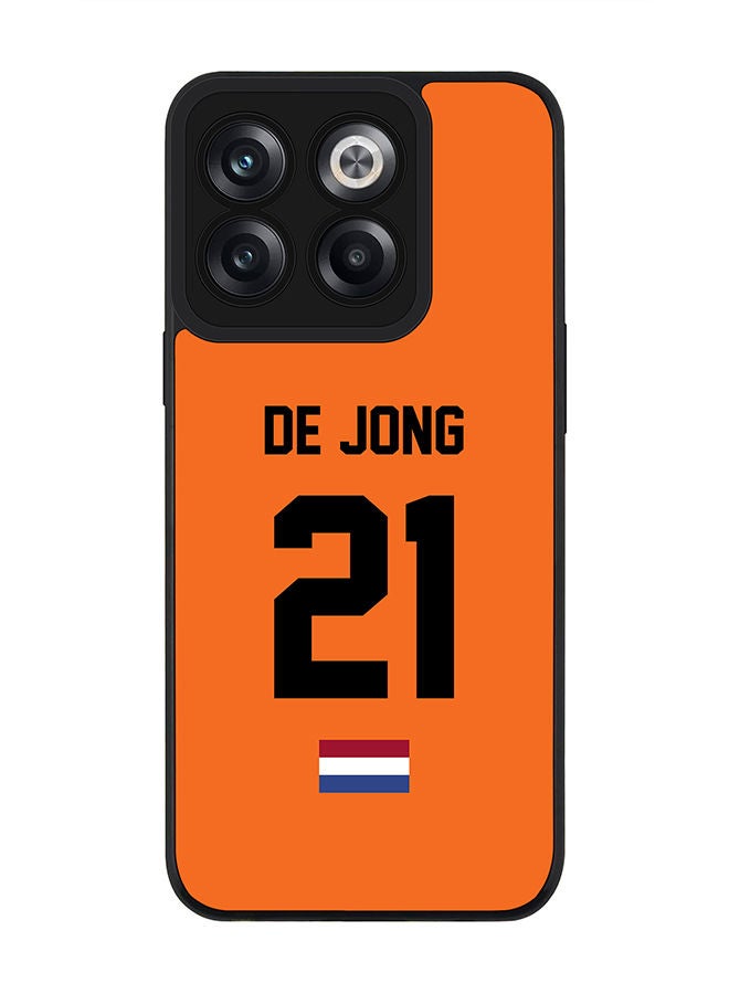 Stylizedd Rugged Black edge case for OnePlus Ace Pro Slim fit Soft Case Flexible Rubber Edges Anti Drop TPU Gel Thin Cover - Football Team - Netherlands Player Name - De Jong - Image 1