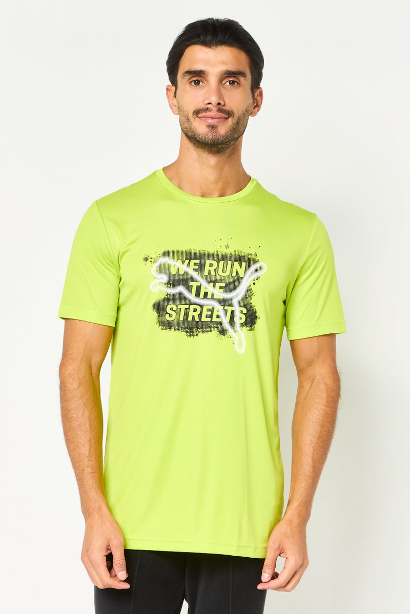 PUMA Men Sportswear Fit Short Sleeve Running T-Shirt, Lime - Image 1