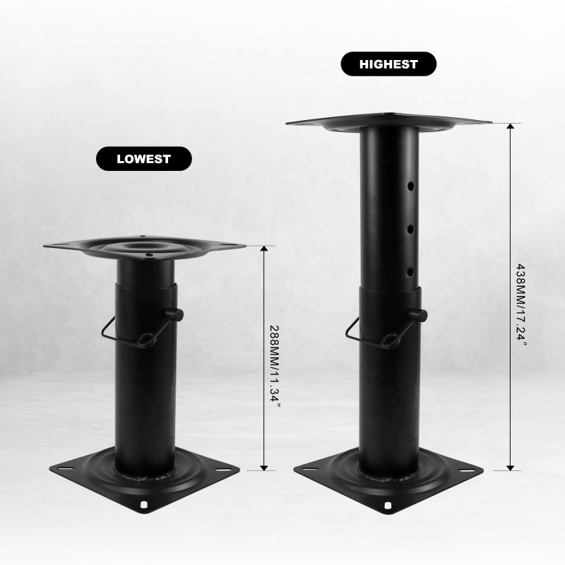 RULLINE Boat seat Pedestalï¼ŒPedestal Base for Boat Seats, Height Adjustable 11.34-17.24 inches, Adjustable Yacht Seat Base - Black Powder Coated Base - Image 3