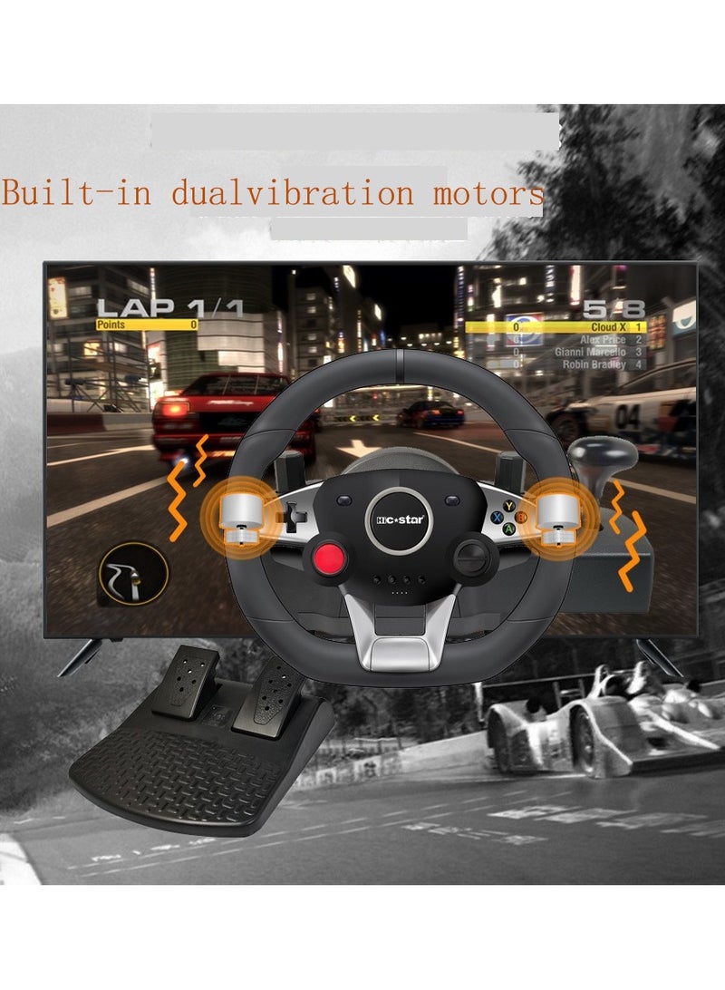 QEOME Racing Steering Wheel And Pedals  7 In 1 270 Degrees Rotation PC Racing Wheel Programable Dual Vibration USB Powered Racing Simulator Wheel, Enhances Your Racing Experience Compatible with Xbox one/360/PS4/PS2/PS3/PC - Image 2