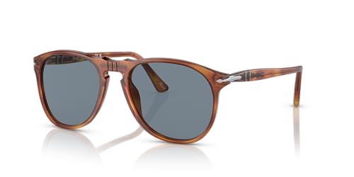 Persol PO9649S Aviator Sunglasses, Terra Di Siena/Light Blue, 55 mm - Image 1