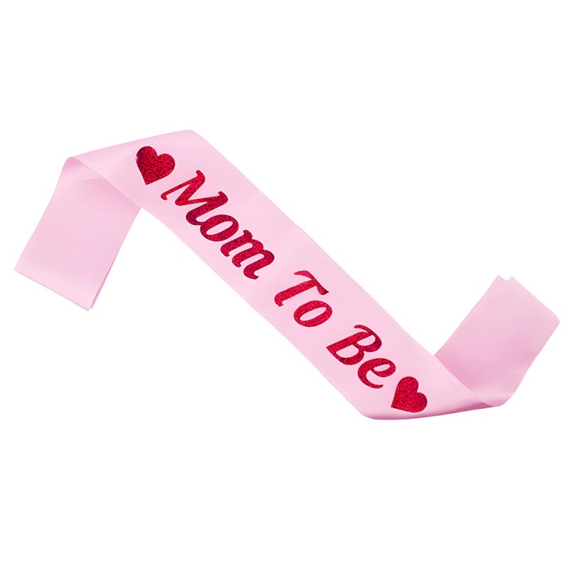 WOBBOX Baby Shower Combo of Party Props 30 Pcs with Blue & Pink Heart Boy Or Girl We Love You Banner, Mom to be Light Pink Sash, with Blue & Pink Foil Fringe, Baby Shower Decoration Item (Pack of 4) - Image 5