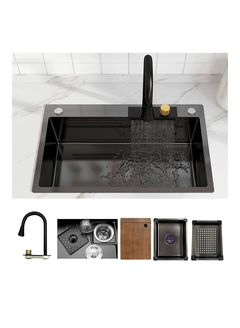 HAR & Unex Luxury sink 75x46 cm. with waterfall, black color - Image 1