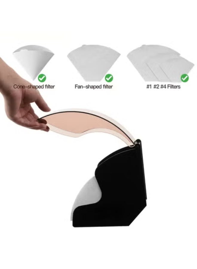 Vonqu Coffee Filter Holder V60 Coffee Filter Storage with Dustproof Cover Coffee Filter Paper Dispenser Rack Coffee Filter Box for Coffee Shop Home Office Coffee Corner - Image 2