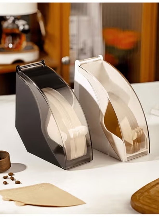 Vonqu Coffee Filter Holder V60 Coffee Filter Storage with Dustproof Cover Coffee Filter Paper Dispenser Rack Coffee Filter Box for Coffee Shop Home Office Coffee Corner - Image 4