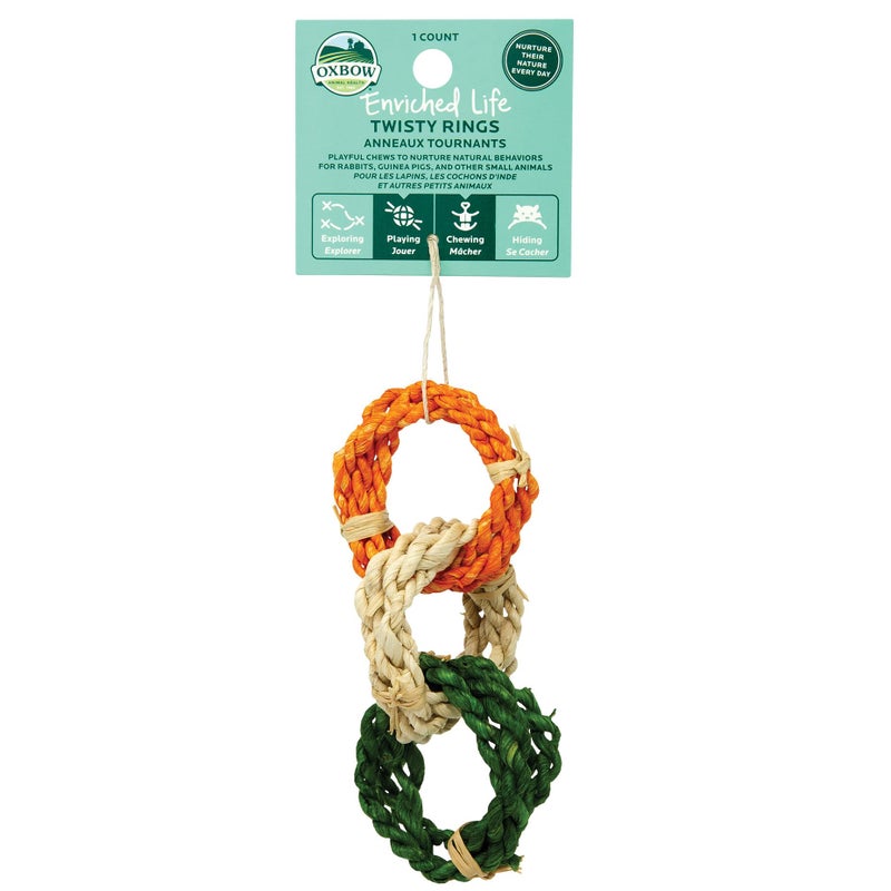 Oxbow Enriched Life Twisty Rings Rabbit Guinea Pig Toy Hamster Chinchilla Rat Chew Rings Small Pet Enrichment Cage Accessory Safe Natural Chew Bunny Boredom Breaker Enrichment Play Toy - Image 2