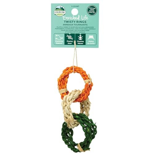 Oxbow Enriched Life Twisty Rings Rabbit Guinea Pig Toy Hamster Chinchilla Rat Chew Rings Small Pet Enrichment Cage Accessory Safe Natural Chew Bunny Boredom Breaker Enrichment Play Toy - Image 1