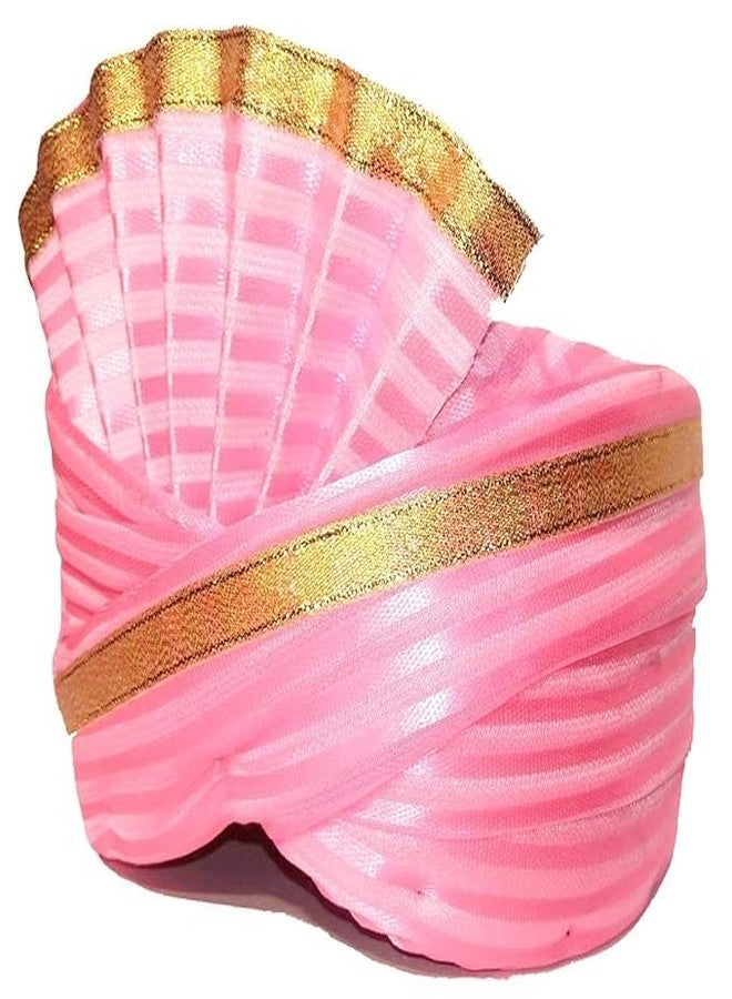 BHAWANI Wedding turban Dulha Collection Traditional Pagri/Turban/Pagdi for Barati/Swagat/Welcome Pink Pagdi for Men & Women - Unisex (PINK) (Size: 22 to 22.5 Inch) - Image 1