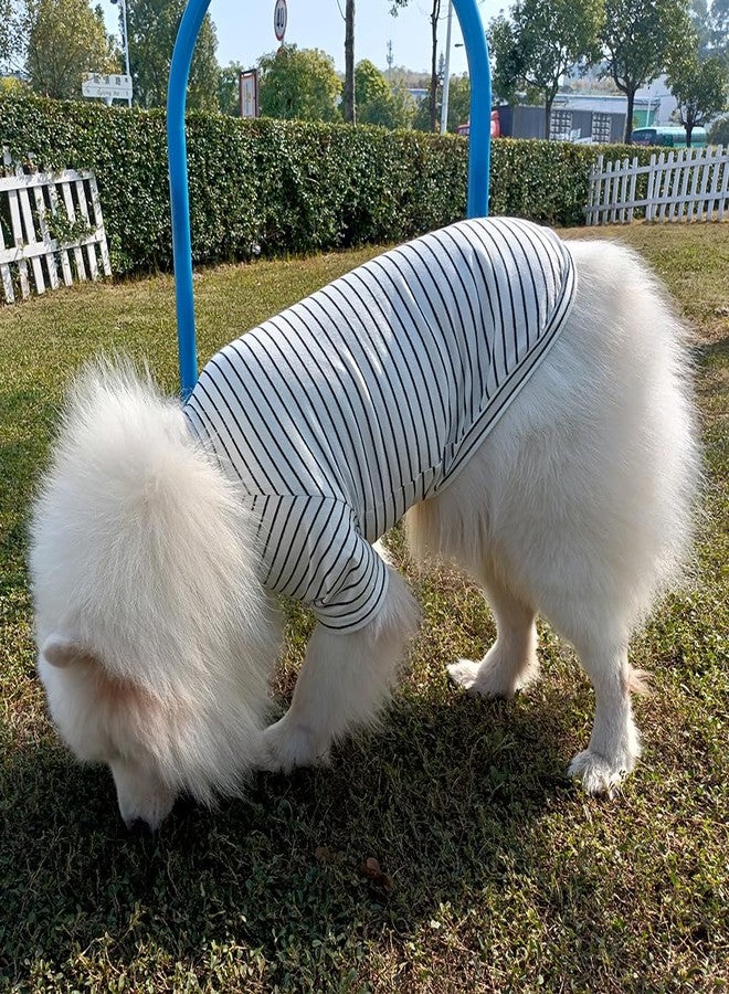 Wiz BBQT Dog and Owner Matching Clothes,White Striped Dog Shirts Summer T-Shirt Pajamas for Medium Large Dogs with Embroidered Smiley Face(Pet 6XL) - Image 5