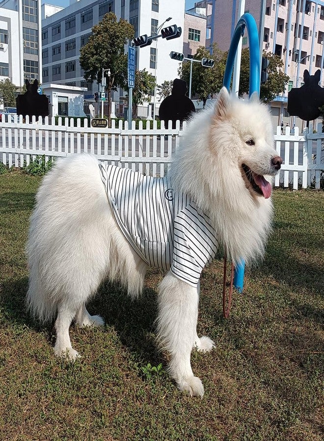 Wiz BBQT Dog and Owner Matching Clothes,White Striped Dog Shirts Summer T-Shirt Pajamas for Medium Large Dogs with Embroidered Smiley Face(Pet 6XL) - Image 4