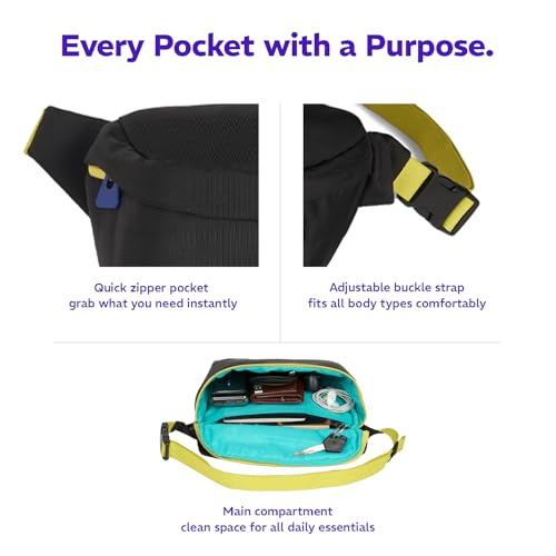 Provogue Nomad Waist Bag for Men & Women, Crossbody Waist Pouch with Zippered Compartment & Adjustable Strap,Multipurpose Fanny Pack for Travel & Outdoor Activities Chest Bag, Midnight Black - Image 4
