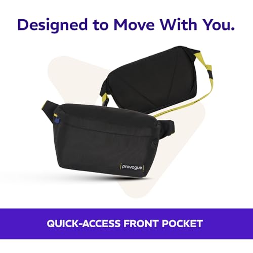 Provogue Nomad Waist Bag for Men & Women, Crossbody Waist Pouch with Zippered Compartment & Adjustable Strap,Multipurpose Fanny Pack for Travel & Outdoor Activities Chest Bag, Midnight Black - Image 3