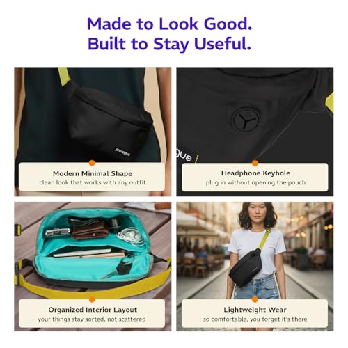 Provogue Nomad Waist Bag for Men & Women, Crossbody Waist Pouch with Zippered Compartment & Adjustable Strap,Multipurpose Fanny Pack for Travel & Outdoor Activities Chest Bag, Midnight Black - Image 5