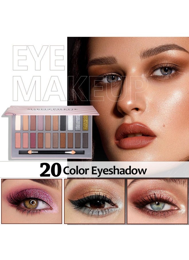LAZORA - All In One Makeup Kit For Women Full Kit Includes 20 Colors Eyeshadow Palette Foundation & Face Primer, Makeup Brush Makeup Sponge, Eyebrow Soap, Winged Eyeliner Stamp Gift Set For Women, Girls & Teen - Image 1