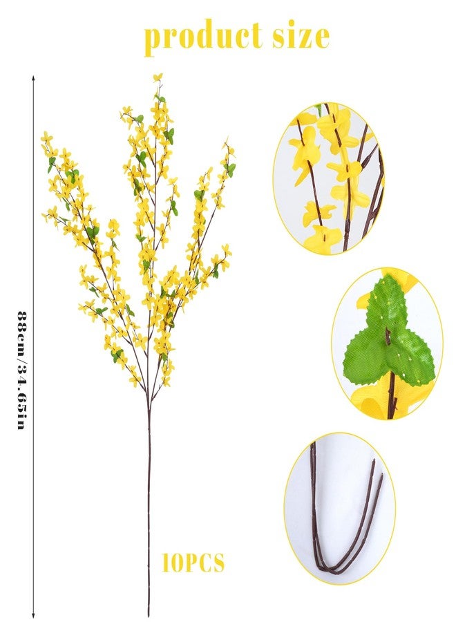 MHMJON 10PCS 34.65'' Artificial Forsythia Branches Yellow Flowers - Image 2