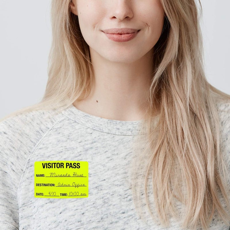 SBlabels Chartreuse Visitor Pass / 500 Fluorescent Yellow ID Labels/Safety Identification Badge Stickers - Image 4