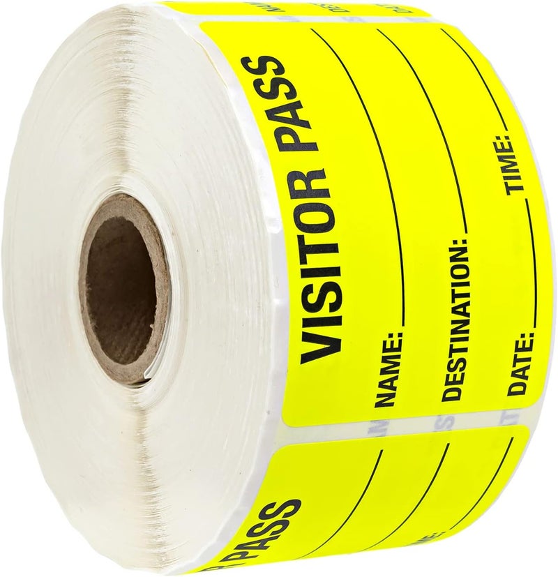 SBlabels Chartreuse Visitor Pass / 500 Fluorescent Yellow ID Labels/Safety Identification Badge Stickers - Image 2