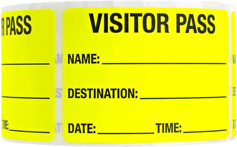 SBlabels Chartreuse Visitor Pass / 500 Fluorescent Yellow ID Labels/Safety Identification Badge Stickers - Image 1