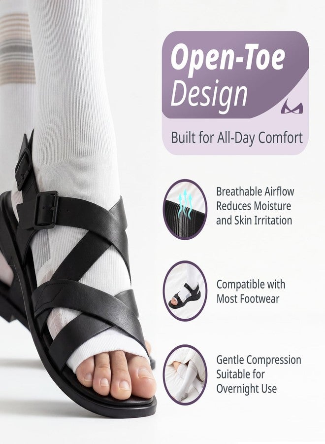 BraceAbility Plus Size Wide Calf Knee High Diabetic Compression Socks for Women and Men, 20-30 mmHg Toeless Design for Neuropathy, Edema, Swollen Legs, Circulation (XL/2XL Wide Calf - Black) - Image 5