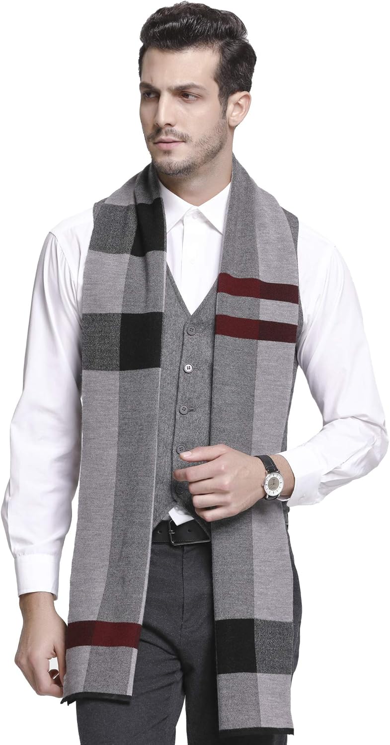 IONA Men's Winter Cashmere Feel Australian Wool Soft Warm Knitted Scarf - Image 3