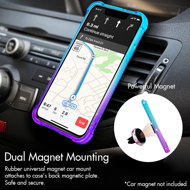 Silverback for iPhone 17e Case/iPhone 16e Case with Stand, Moving Liquid Holographic Sparkle Glitter Case with Kickstand, Girls Women Bling Diamond Ring Protective Cover - Purple - Image 4