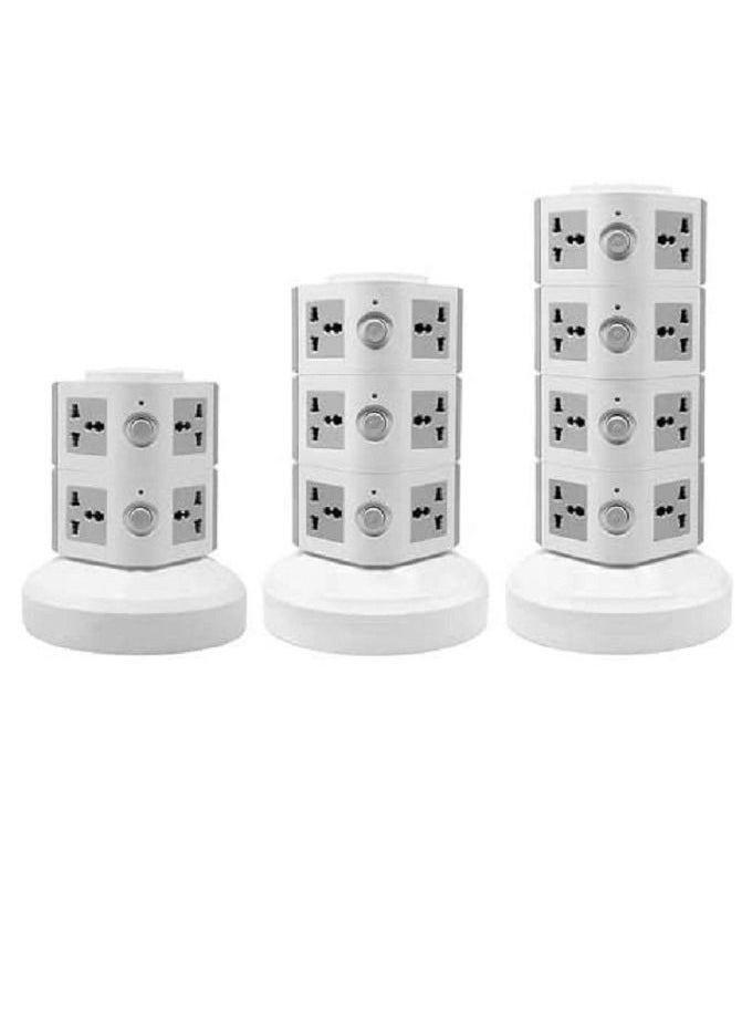NTECH 220V Universal Vertical Multi Socket Tower Electrical Outlet Lead Extension with USB Ports 3M Cord UK Plug Power Strip 4 Layers (Gray)