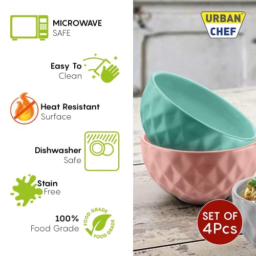 URBAN CHEF Ceramic Bowl | 500 ml | Kitchen and Home Accessories Items | Serving & Mixing Bowl | Microwave Safe Bowl Set | Ice Cream Bowl | Bowl Set for Gift | Set of 4 | Multi Colour | - Image 3