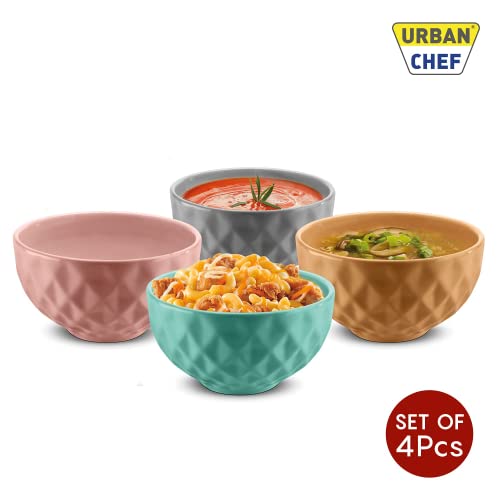 URBAN CHEF Ceramic Bowl | 500 ml | Kitchen and Home Accessories Items | Serving & Mixing Bowl | Microwave Safe Bowl Set | Ice Cream Bowl | Bowl Set for Gift | Set of 4 | Multi Colour | - Image 4