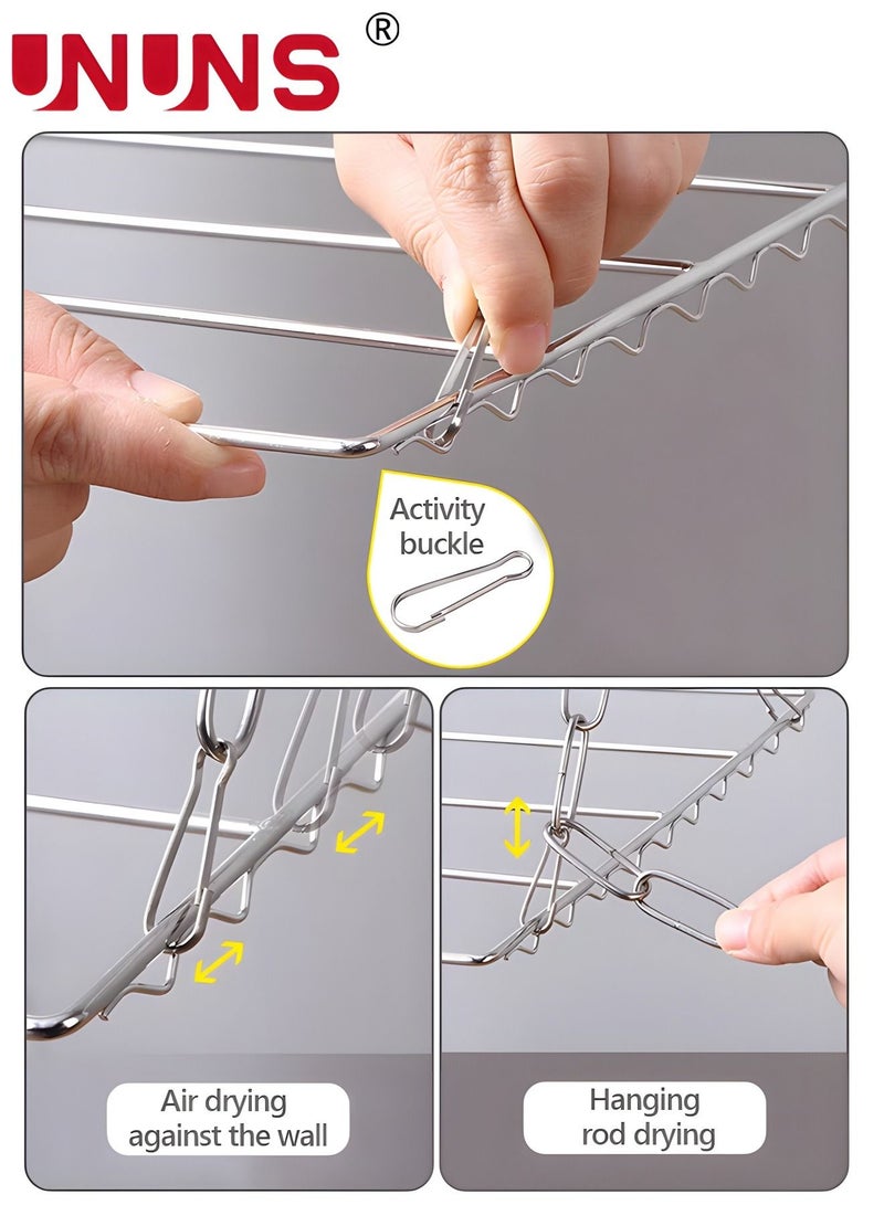 UNUNS 45 Clips Hangers Clothes Drying Rack,Stainless Steel Folding Towel Rack Indoor Outdoor Laundry Rack With Sock Clips For Drying Socks,25x60cm - Image 4