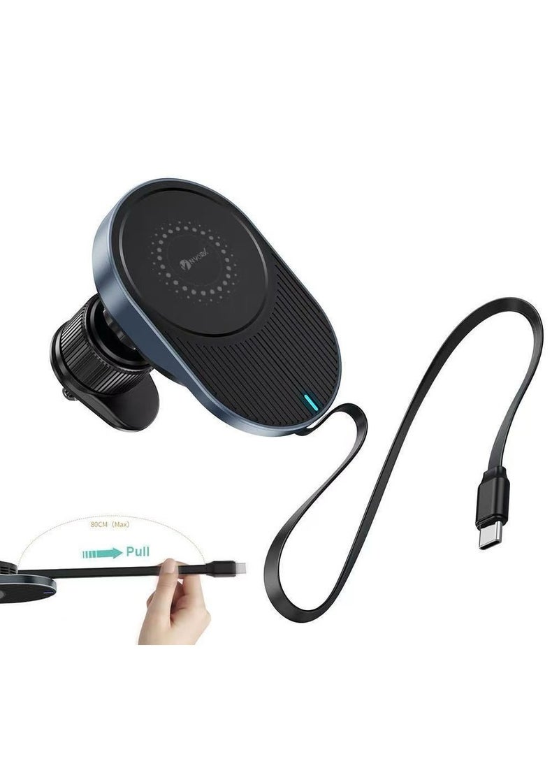 NYORK 2 In 1 Magsafe Wireless Charger (Dashboard+Ac Holder+Wireless Charger)With Type-c Cable Black  - Image 4