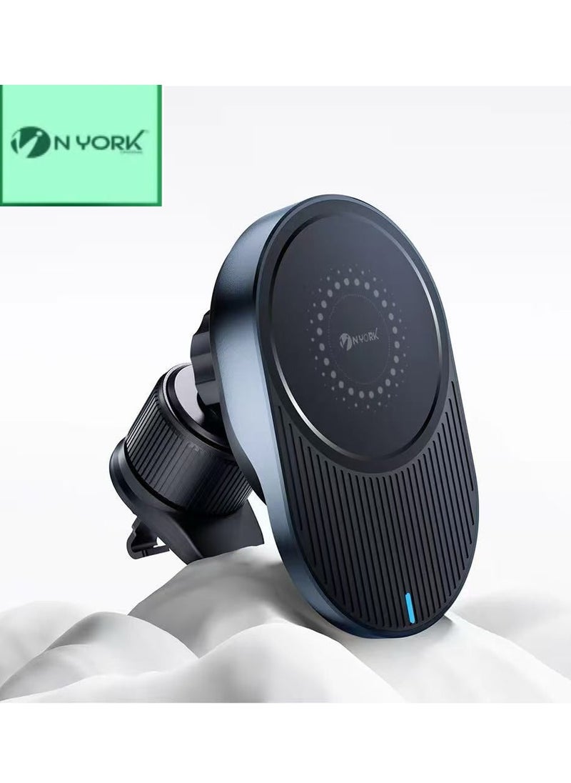 NYORK 2 In 1 Magsafe Wireless Charger (Dashboard+Ac Holder+Wireless Charger)With Type-c Cable Black  - Image 1