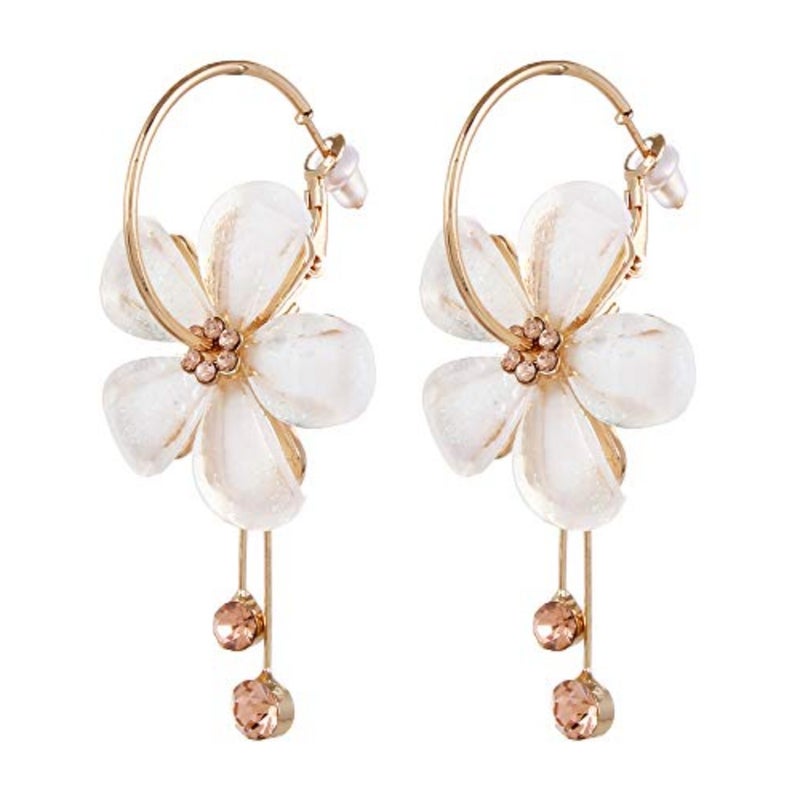 Youbella Gold Plated Drop Earrings For Women Off-White (Ybear_31191) - Image 1