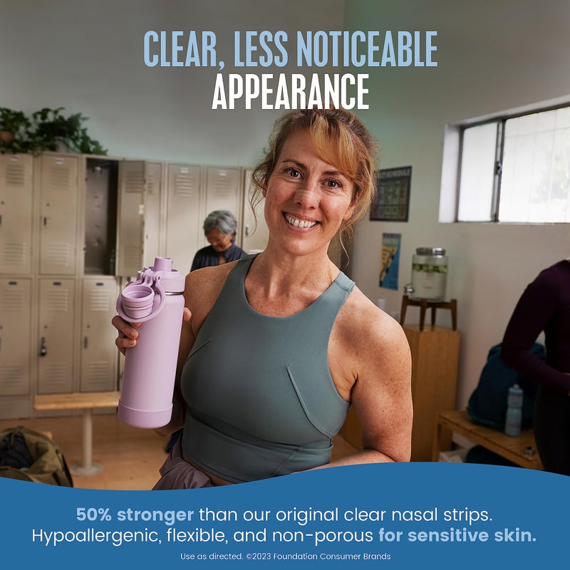 Breathe Right Nasal Strips | Extra Strength | Clear Nasal Strips | For Sensitive Skin | Help Stop Snoring | Drug-Free Snoring Solution & Nasal Congestion Relief Caused by Colds & Allergies | 26 Count - Image 3