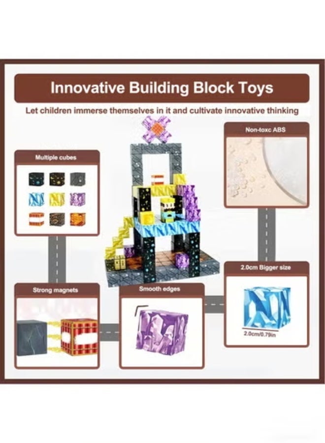 Paka Rabbit 70PCS Magnetic Building Blocks, Montessori Toy Set, Outdoor and Indoor Gifts for Kids Aged 3+（Size:2 * 2 * 2cm） - Image 5