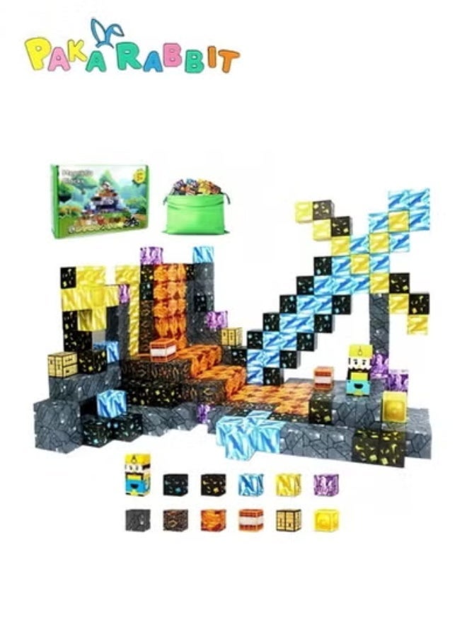 Paka Rabbit 70PCS Magnetic Building Blocks, Montessori Toy Set, Outdoor and Indoor Gifts for Kids Aged 3+（Size:2 * 2 * 2cm） - Image 1