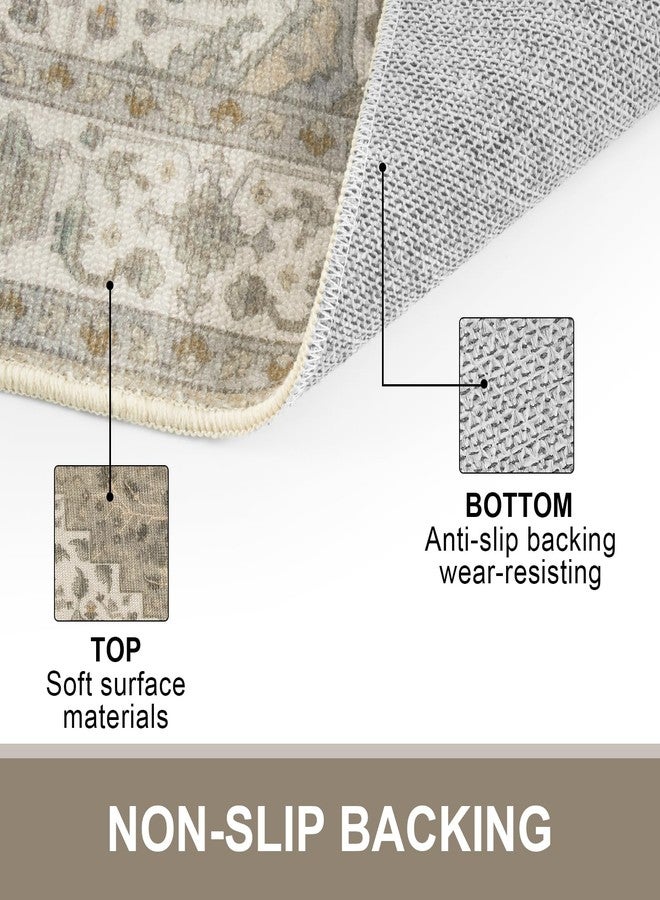 Collive Washable Indoor Doormat, Non Slip Retro Floor Mat 20" x 32" Small Rug Quick Absorbent Entrance Rug Distressed Taupe Front Door Mat, Welcome Mats Entryway Rug Doormats for Kitchen Home Patio - Image 2