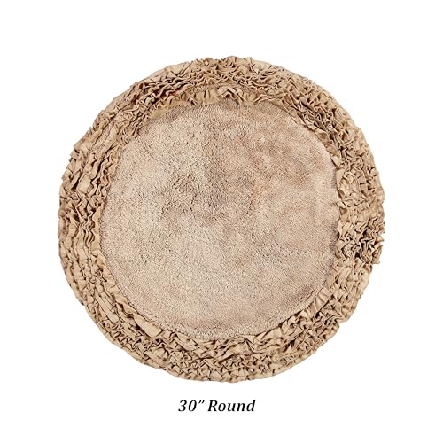 Better Trends Premium Bathroom 30” Round Mat 100% Cotton, Water Absorbent Non-Slip Backing, Machine Washable for Bathroom, Tub, and Shower Use, Beige Shaggy Border Collection - Image 2