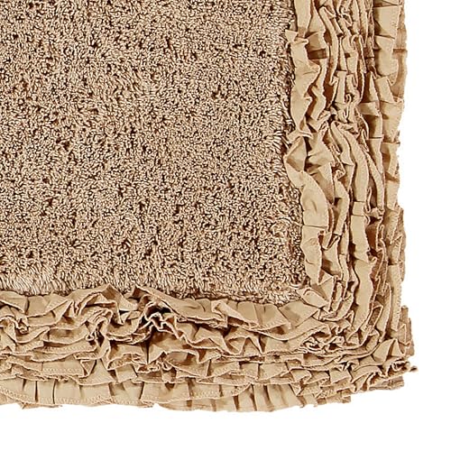 Better Trends Premium Bathroom 30” Round Mat 100% Cotton, Water Absorbent Non-Slip Backing, Machine Washable for Bathroom, Tub, and Shower Use, Beige Shaggy Border Collection - Image 3