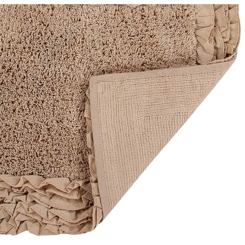 Better Trends Premium Bathroom 30” Round Mat 100% Cotton, Water Absorbent Non-Slip Backing, Machine Washable for Bathroom, Tub, and Shower Use, Beige Shaggy Border Collection - Image 4