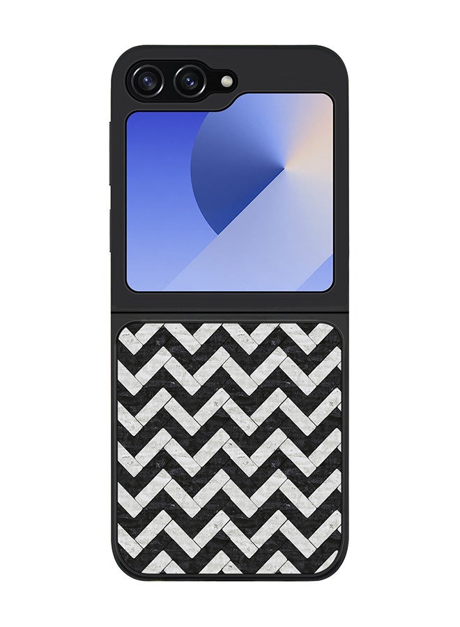 Stylizedd Rugged Black edge case for Samsung Galaxy Z Flip7 FE, Slim fit Soft Case Flexible Rubber Edges Anti Drop TPU Gel Thin Cover -  Chevron Tiles - Image 1