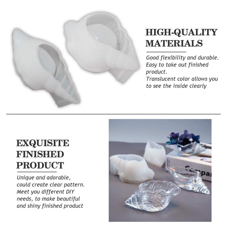 RFSRZ 2PCS Silicone Conch Shaped Tray Mold Creative Sea Snail Epoxy Resin Casting Mold for Making Jewelry Tray Dishes Storage Home Decor Resin Crafts Art Supplies Ideal Gift - Image 4