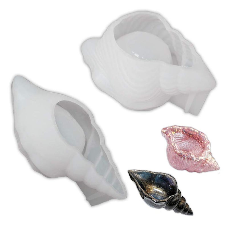 RFSRZ 2PCS Silicone Conch Shaped Tray Mold Creative Sea Snail Epoxy Resin Casting Mold for Making Jewelry Tray Dishes Storage Home Decor Resin Crafts Art Supplies Ideal Gift - Image 1